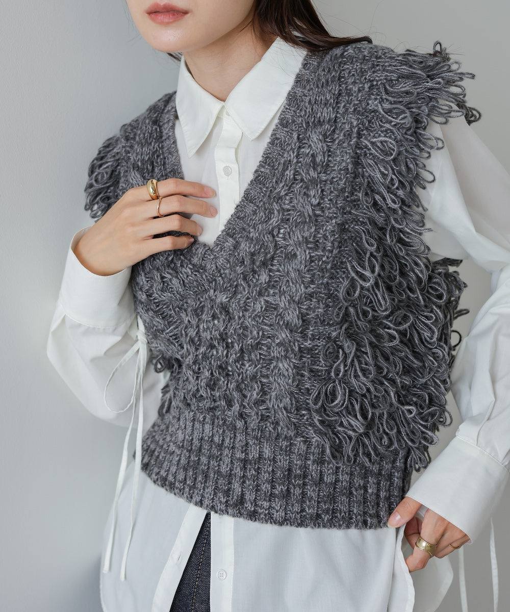 フリンジバルキーニットベスト