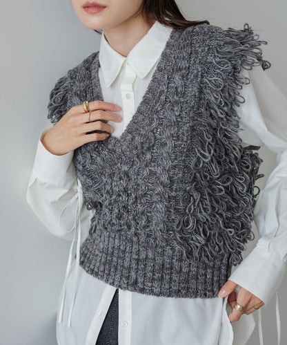 フリンジバルキーニットベスト