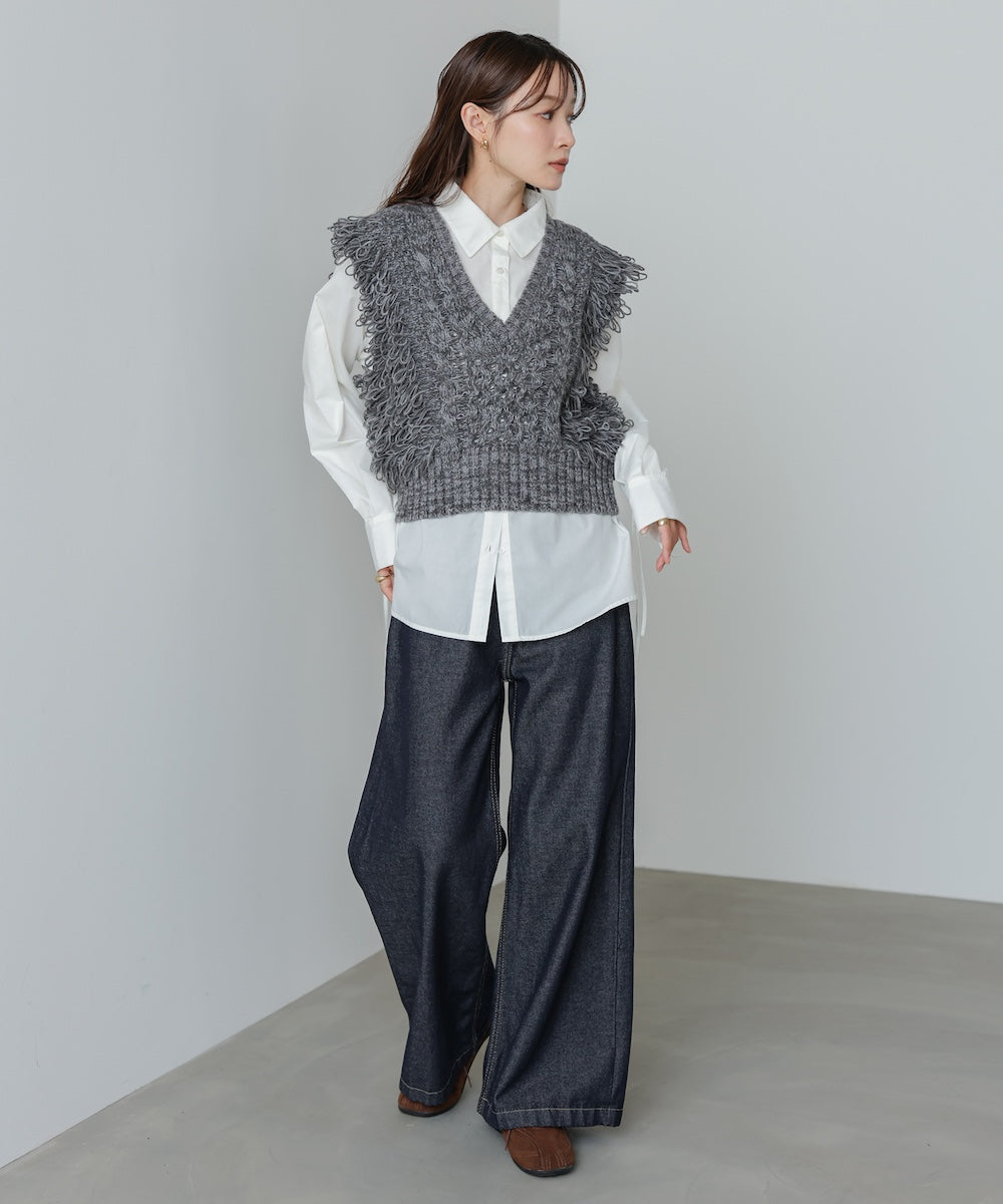 フリンジバルキーニットベスト