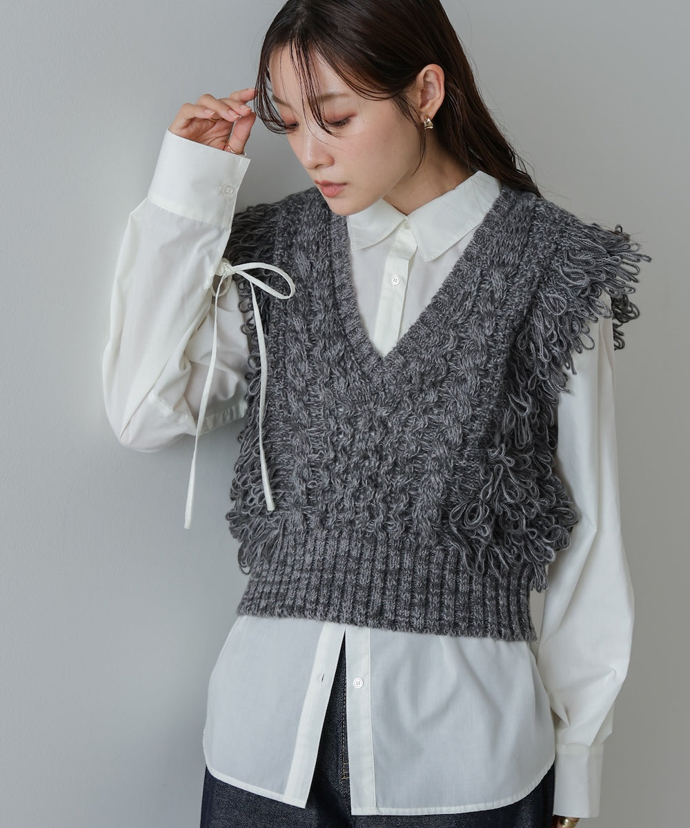 フリンジバルキーニットベスト
