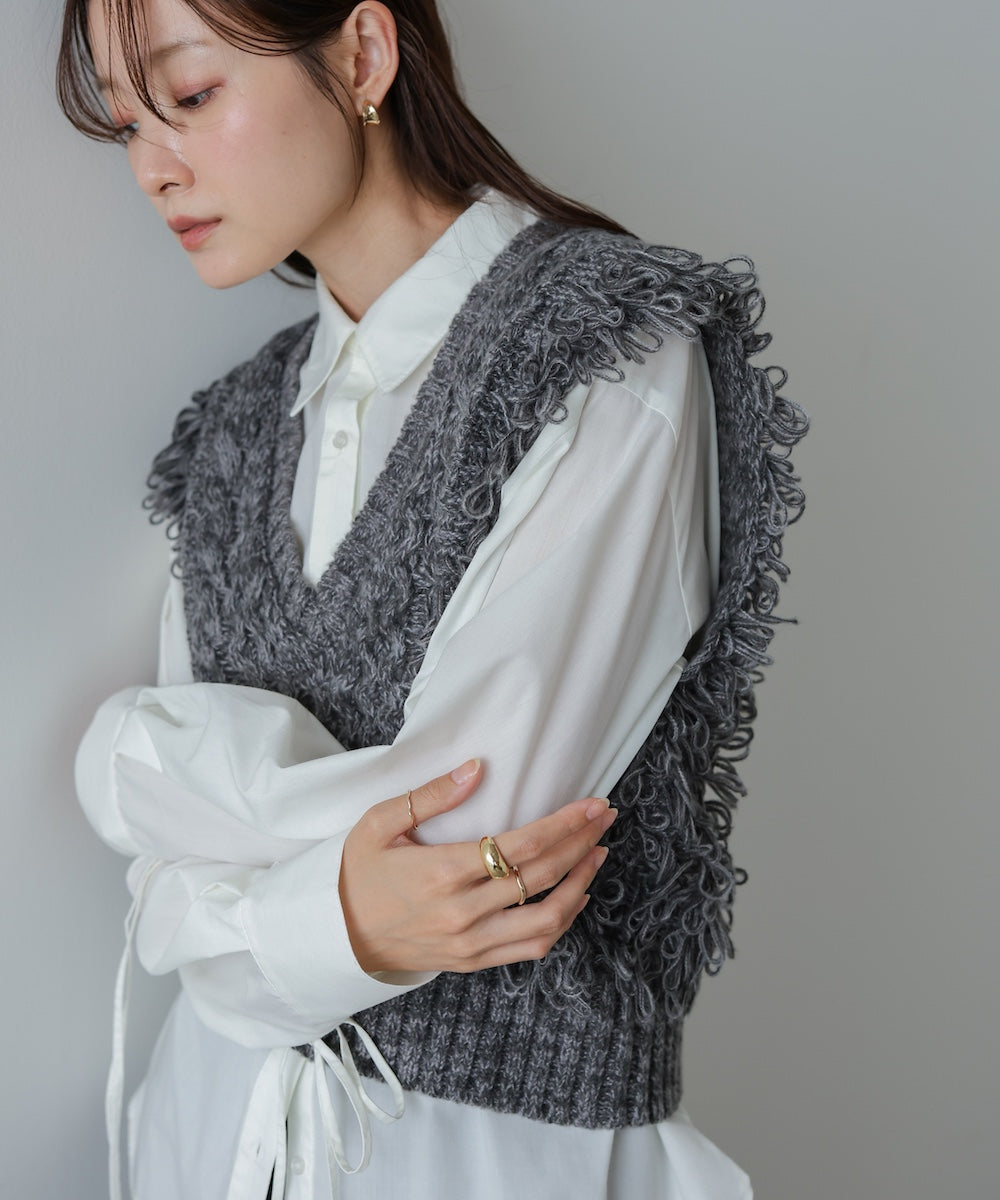 フリンジバルキーニットベスト