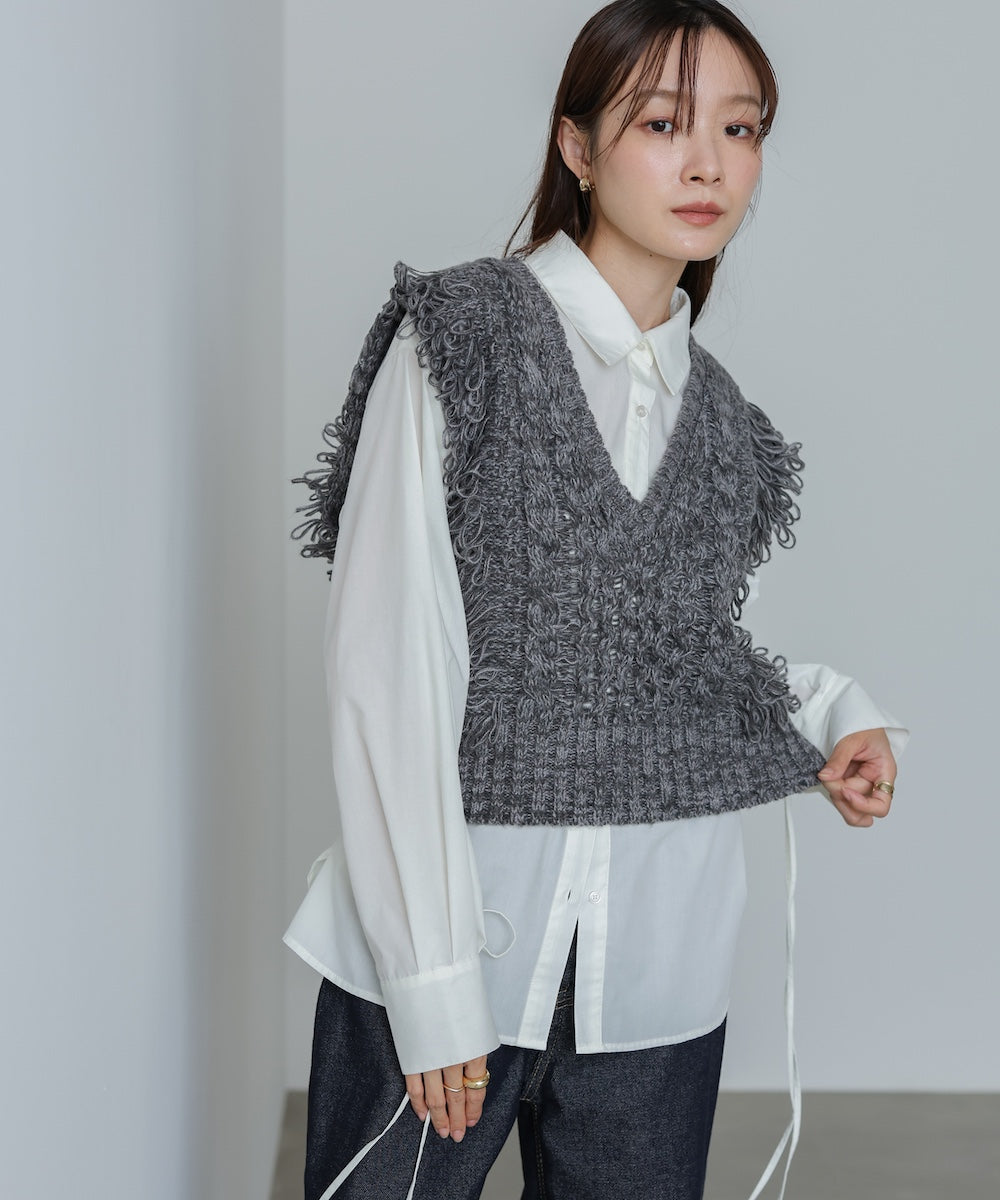 フリンジバルキーニットベスト