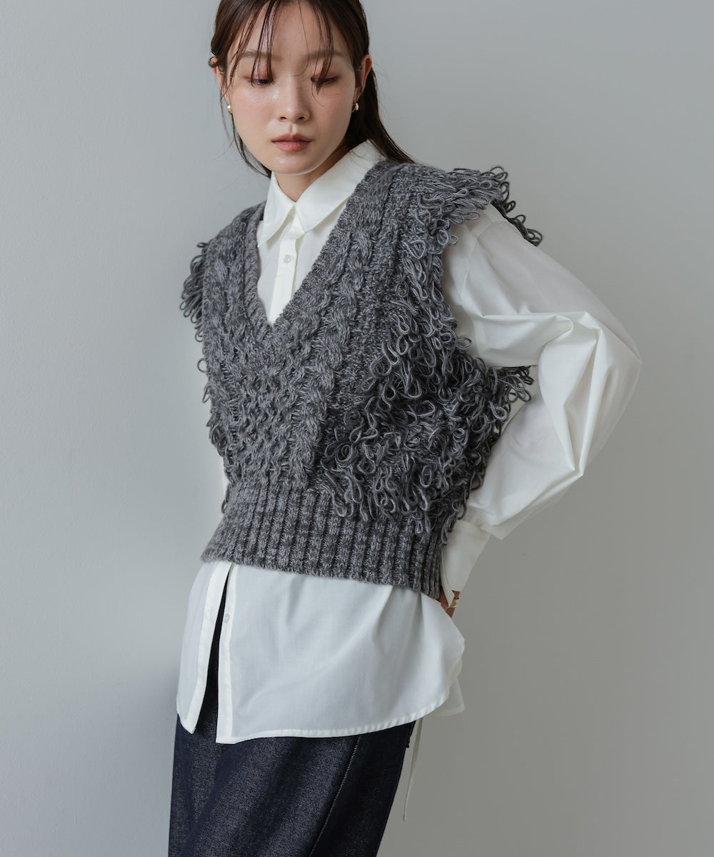 フリンジバルキーニットベスト