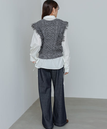 フリンジバルキーニットベスト