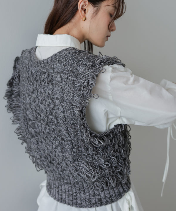 フリンジバルキーニットベスト