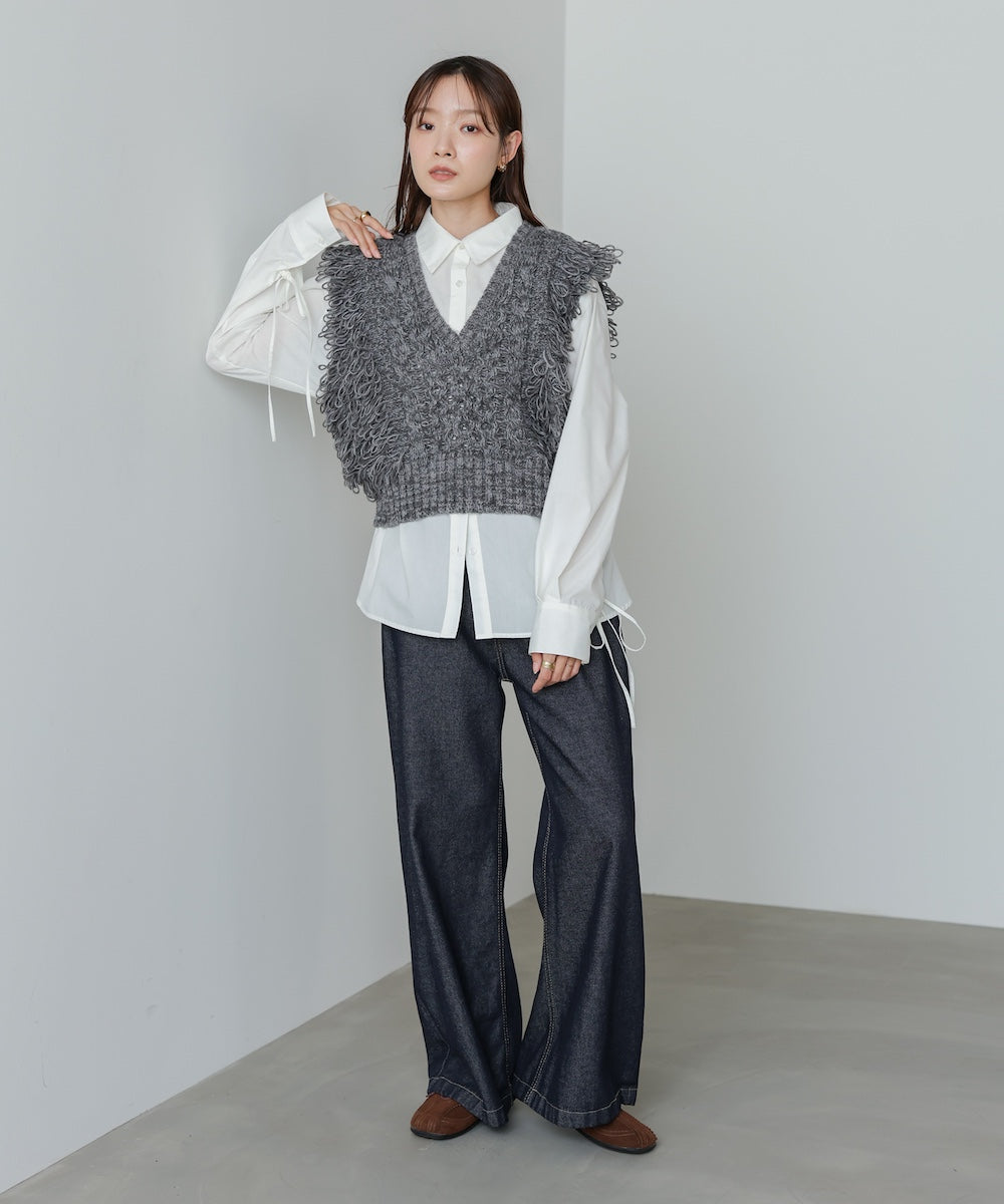 フリンジバルキーニットベスト