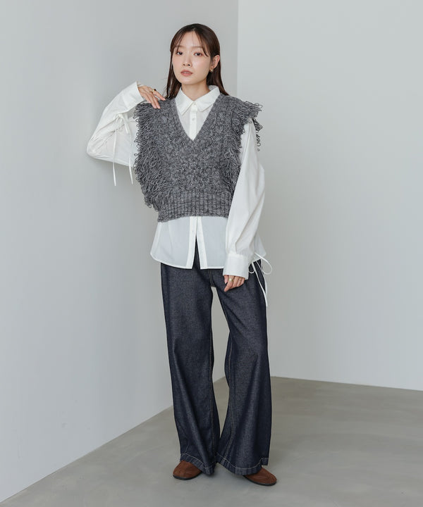 フリンジバルキーニットベスト