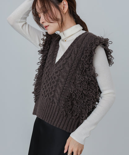 フリンジバルキーニットベスト