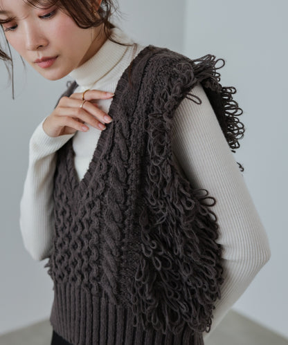 フリンジバルキーニットベスト