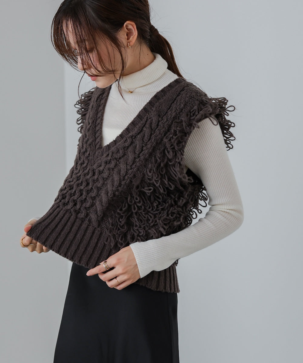 フリンジバルキーニットベスト