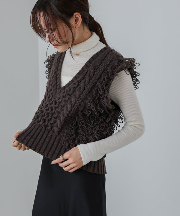 フリンジバルキーニットベスト