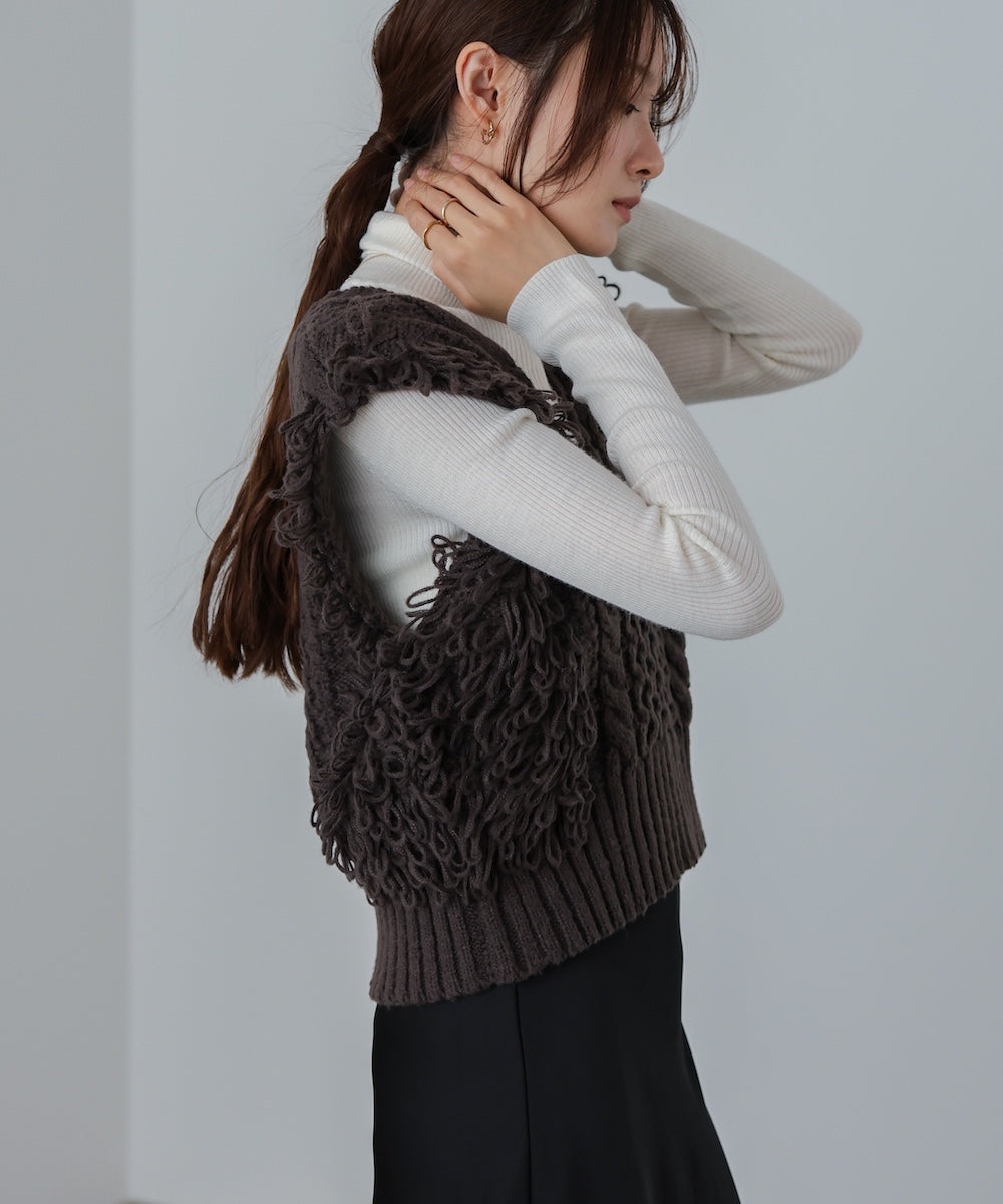 フリンジバルキーニットベスト