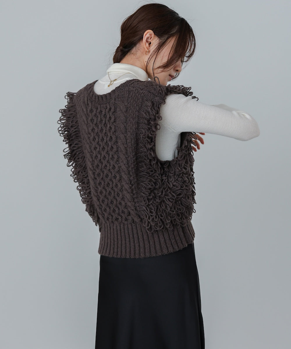 フリンジバルキーニットベスト