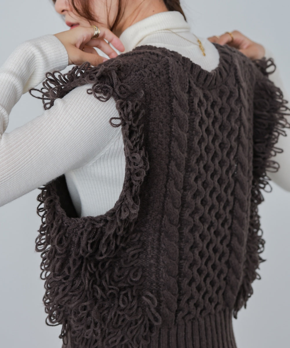 フリンジバルキーニットベスト