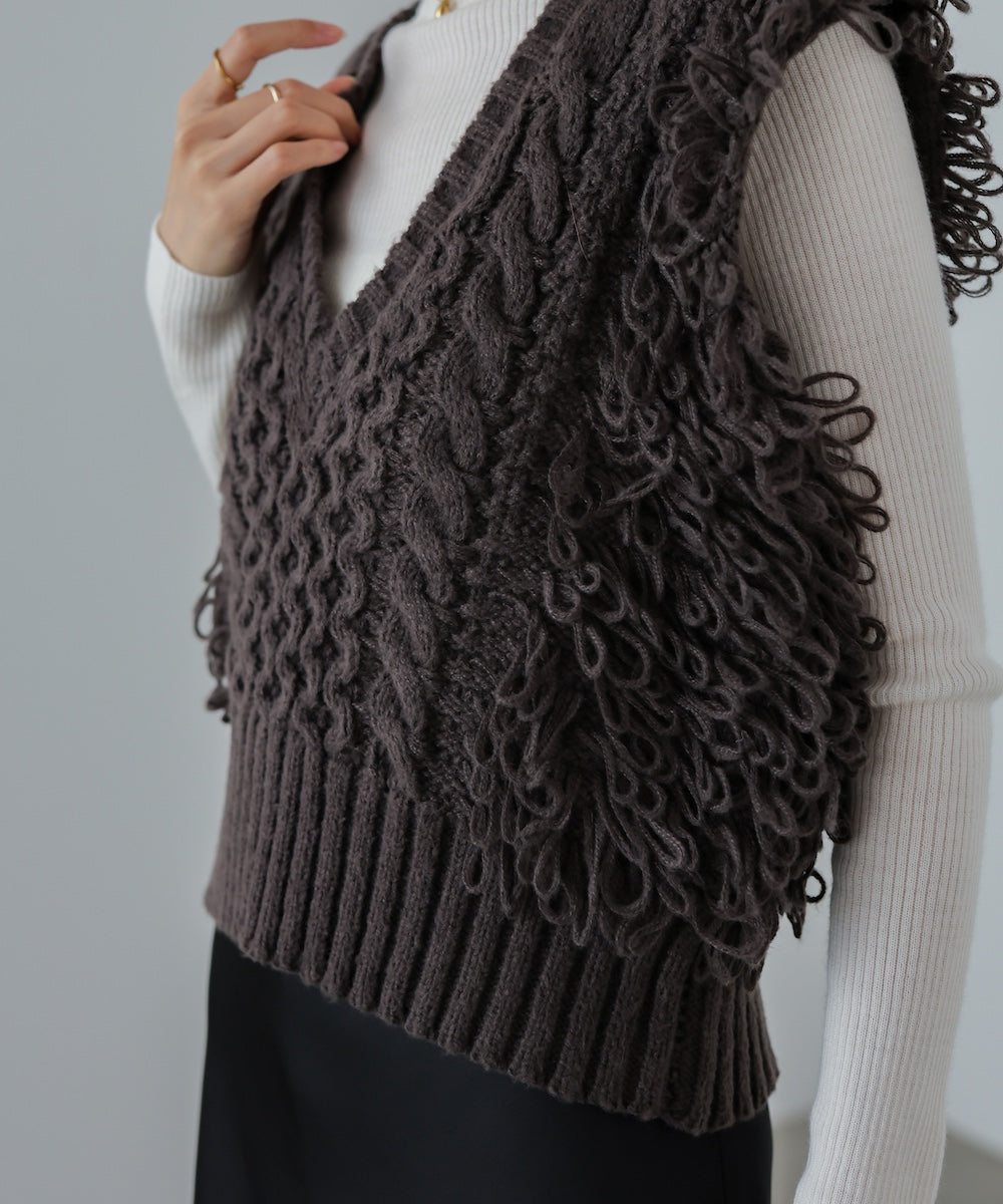 フリンジバルキーニットベスト