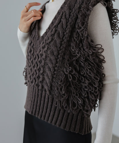 フリンジバルキーニットベスト