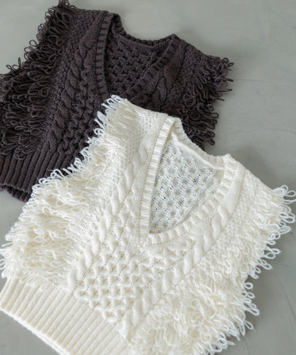 フリンジバルキーニットベスト