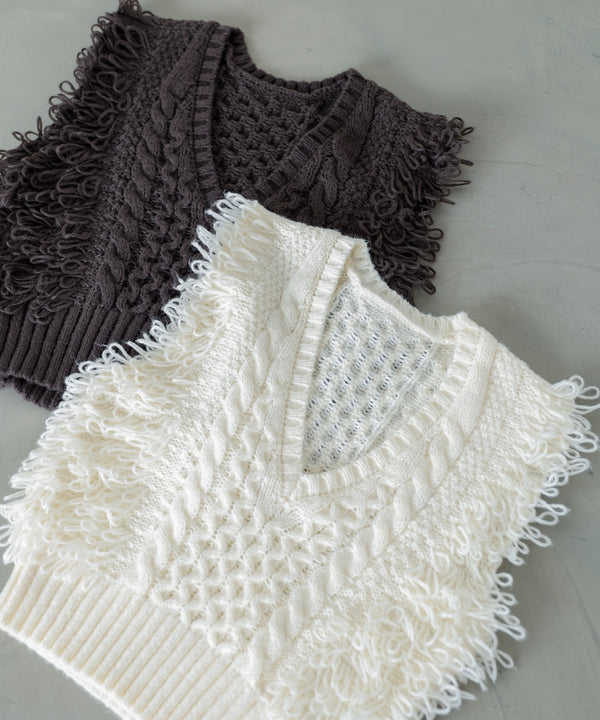 フリンジバルキーニットベスト
