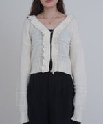 起毛フリルカラーホックカーディガン