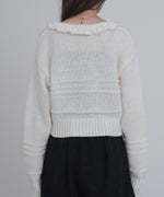 起毛フリルカラーホックカーディガン