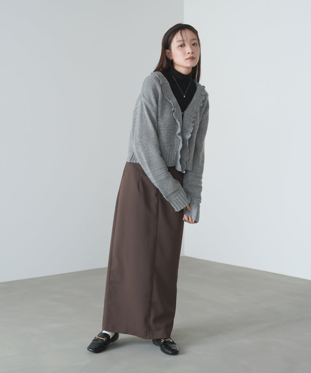 起毛フリルカラーホックカーディガン