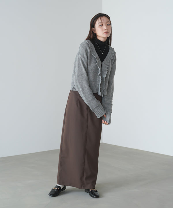 起毛フリルカラーホックカーディガン
