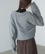 起毛フリルカラーホックカーディガン