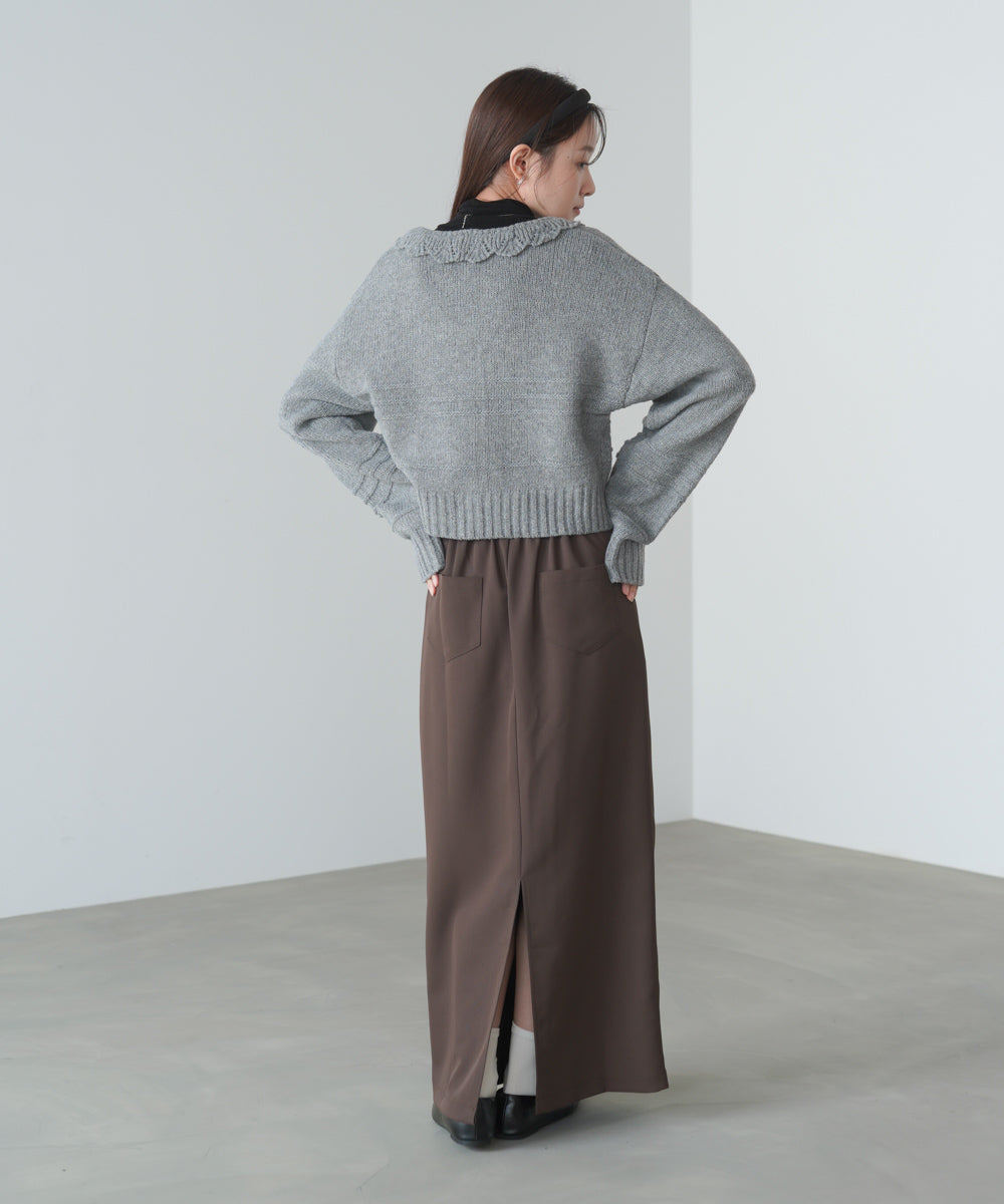 起毛フリルカラーホックカーディガン