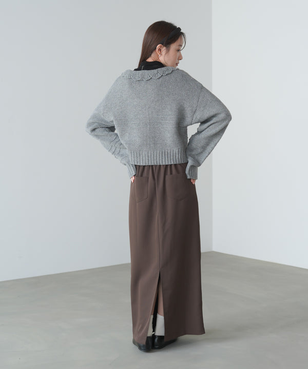 起毛フリルカラーホックカーディガン