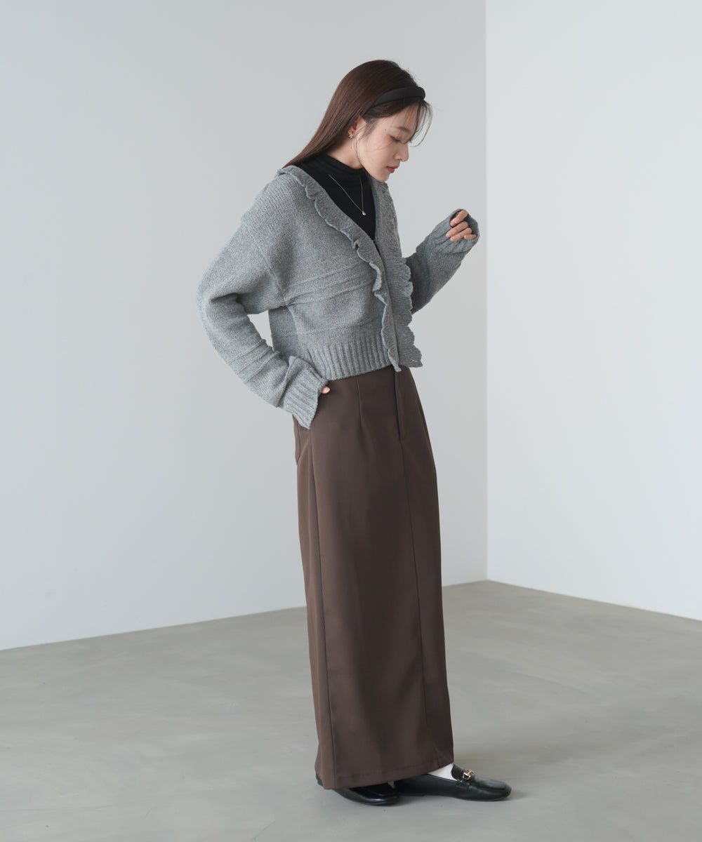 起毛フリルカラーホックカーディガン