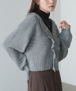 起毛フリルカラーホックカーディガン