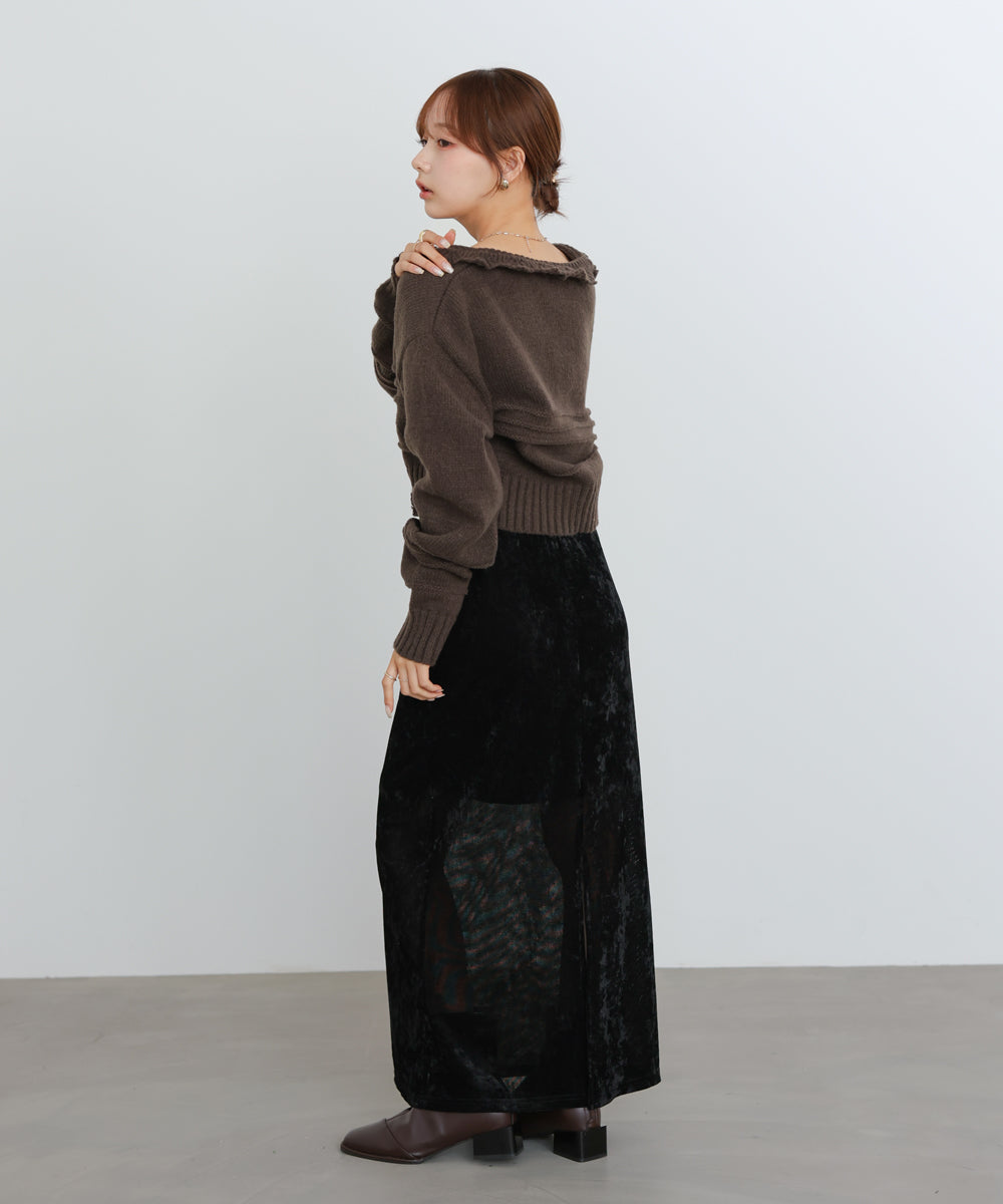 起毛フリルカラーホックカーディガン