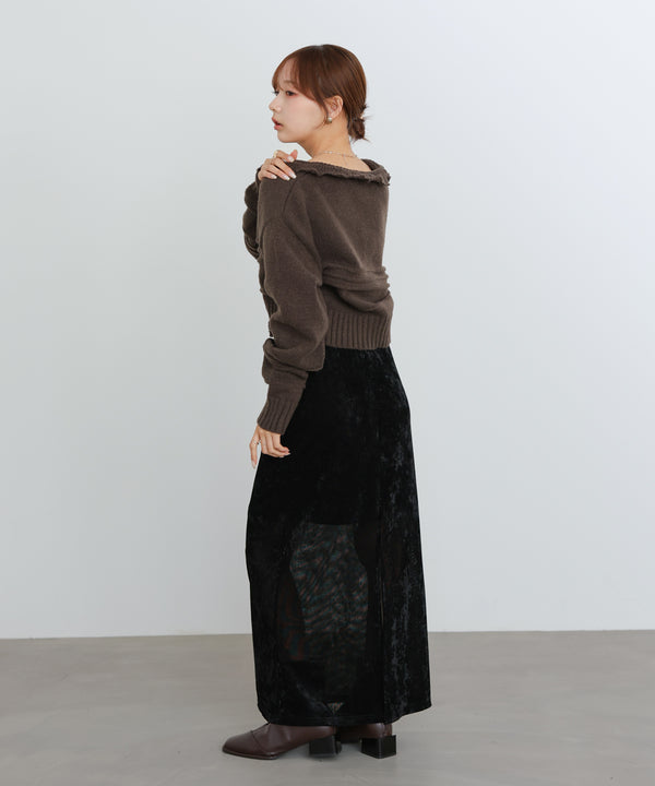 起毛フリルカラーホックカーディガン