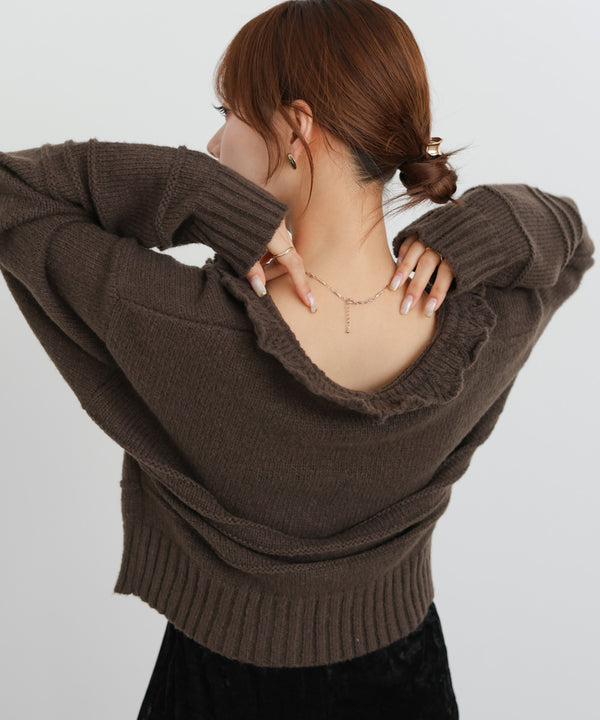 起毛フリルカラーホックカーディガン