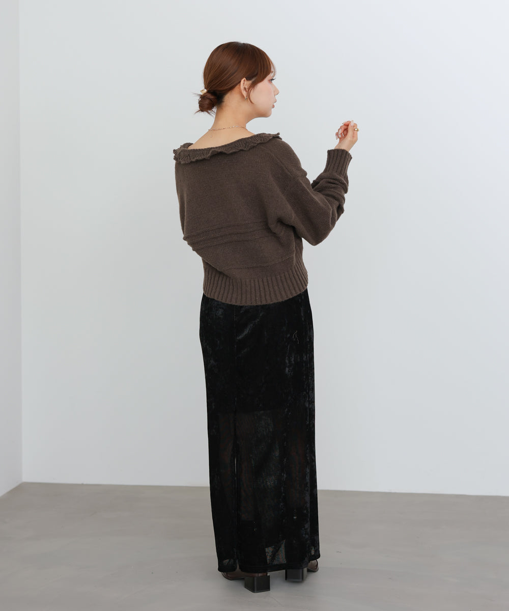 起毛フリルカラーホックカーディガン