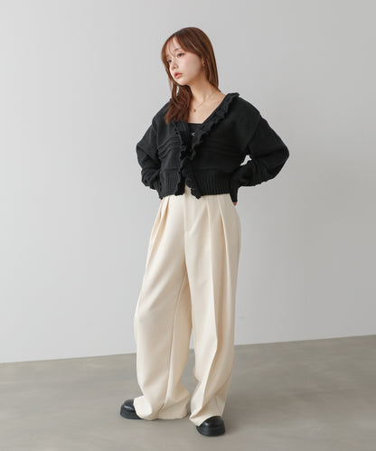 起毛フリルカラーホックカーディガン