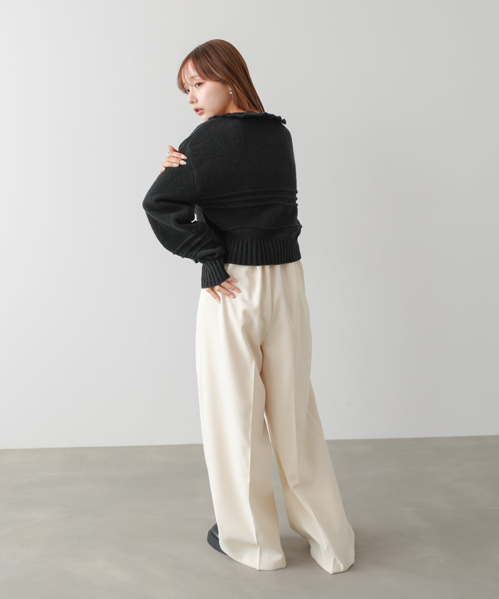 起毛フリルカラーホックカーディガン