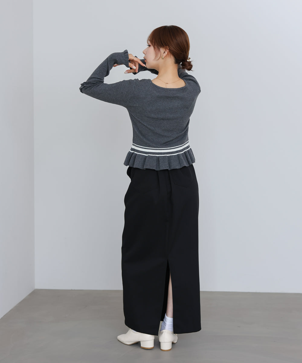 12Gニットフリルヘムショートプルオーバー