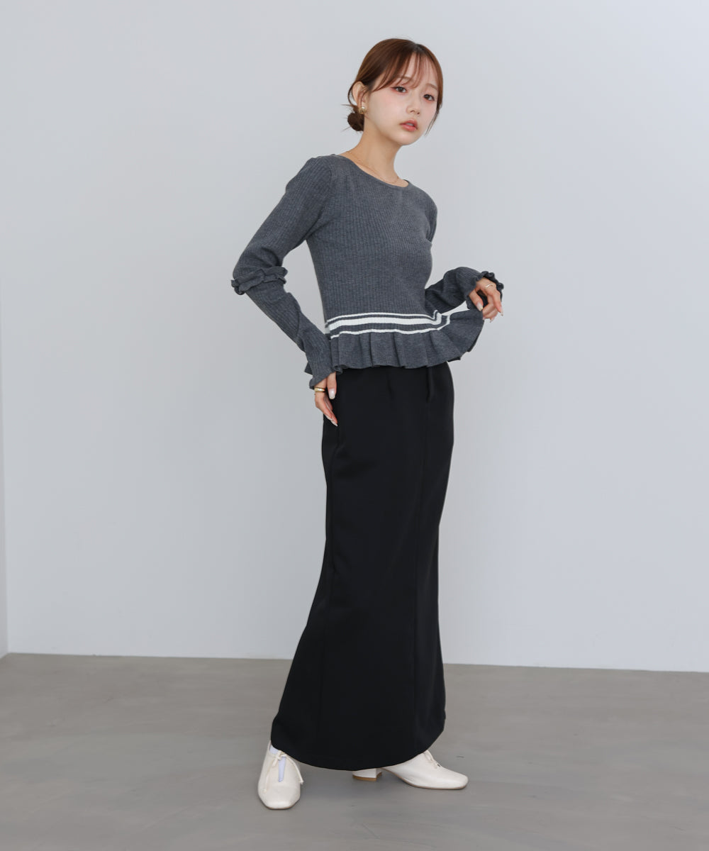 12Gニットフリルヘムショートプルオーバー