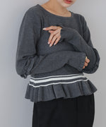 12Gニットフリルヘムショートプルオーバー