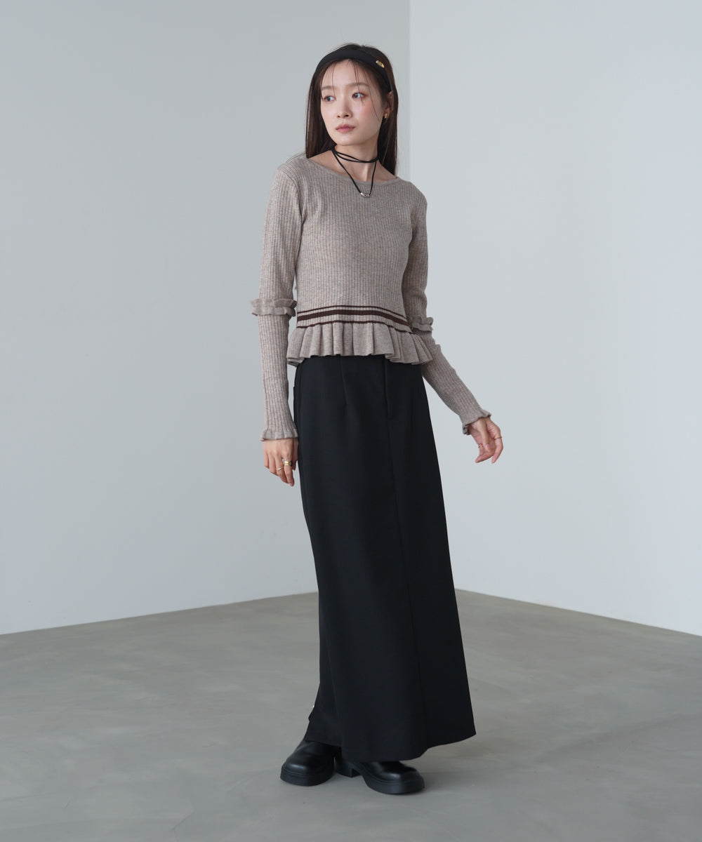 12Gニットフリルヘムショートプルオーバー