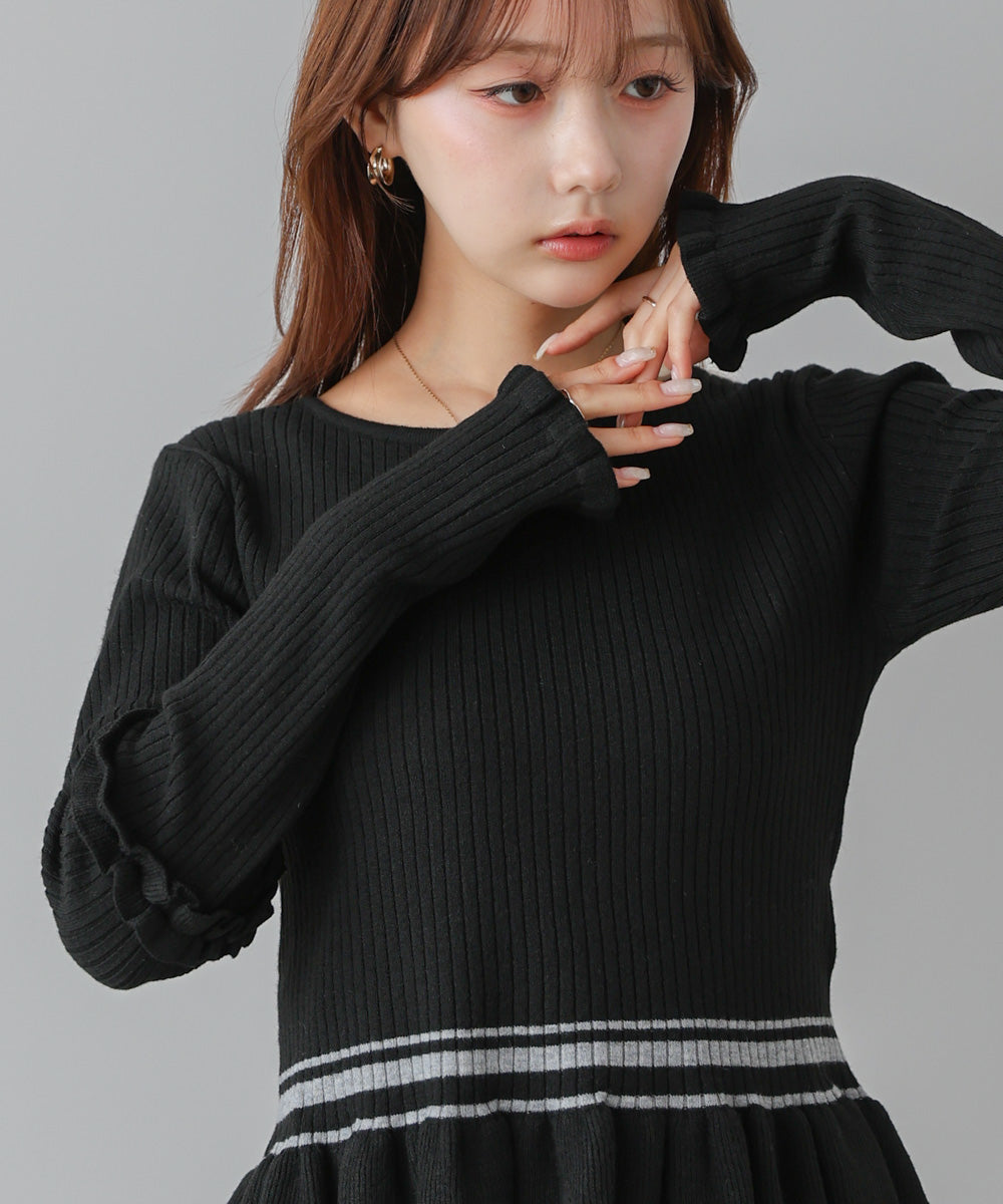 12Gニットフリルヘムショートプルオーバー