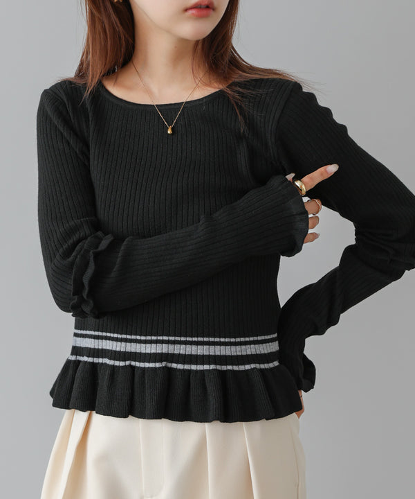 12Gニットフリルヘムショートプルオーバー