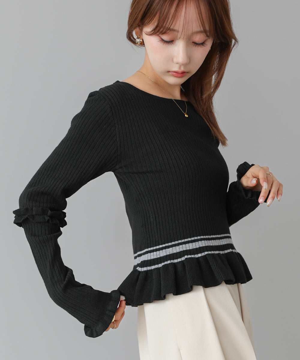 12Gニットフリルヘムショートプルオーバー