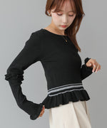 12Gニットフリルヘムショートプルオーバー