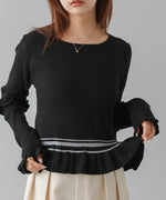 12Gニットフリルヘムショートプルオーバー