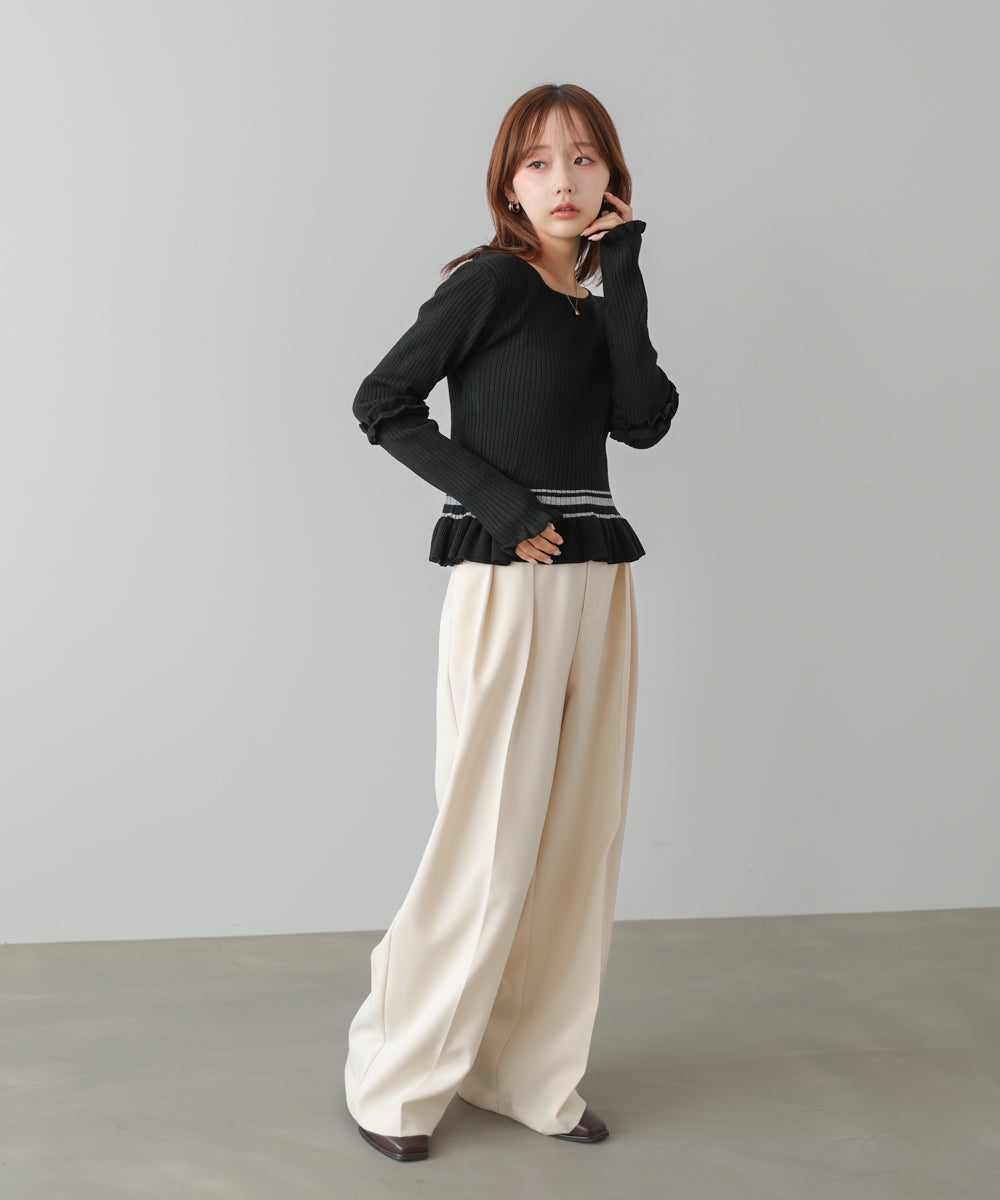 12Gニットフリルヘムショートプルオーバー