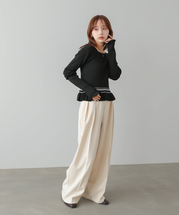 12Gニットフリルヘムショートプルオーバー