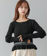 12Gニットフリルヘムショートプルオーバー