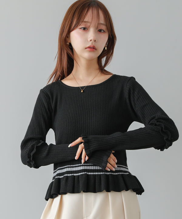 12Gニットフリルヘムショートプルオーバー